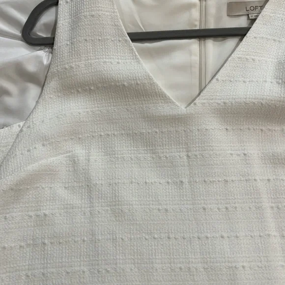New Loft Size 10 95% cotton 1% spandex white sleeveless dress fully lined🍀🍀 - Picture 5 of 7